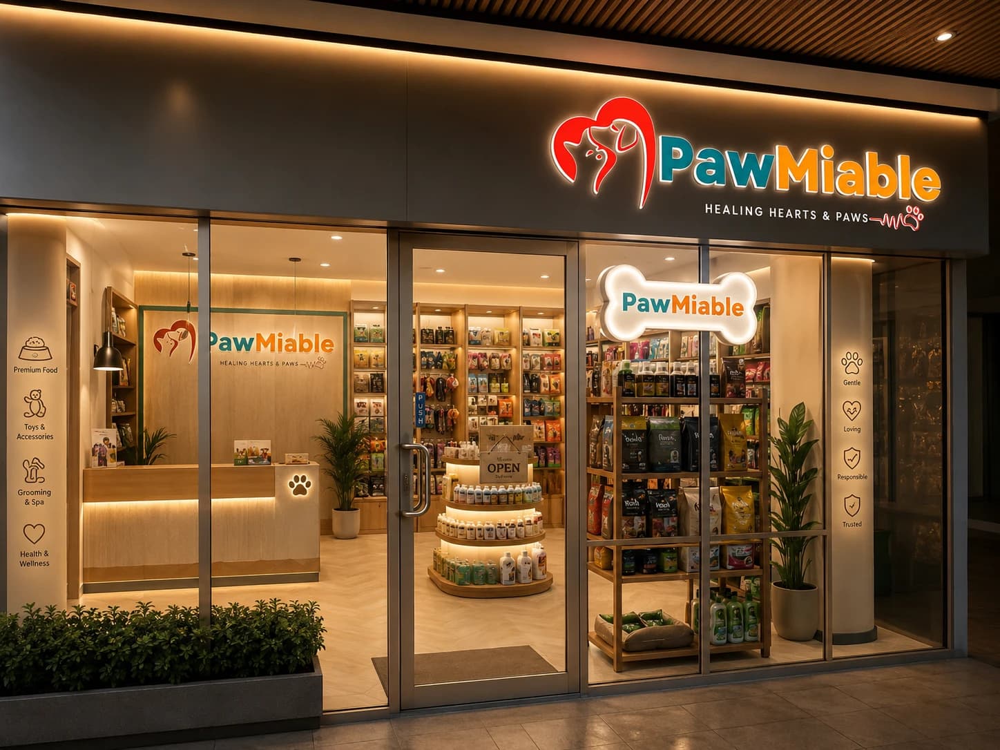Pawmiable pet grooming studio exterior at Conscient One Mall, Sector 109, Gurgaon