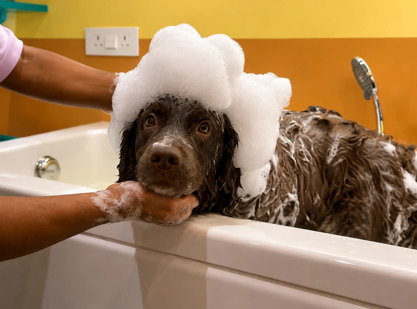 Bubble bath spa treatment for dogs at Pawmiable, Gurgaon