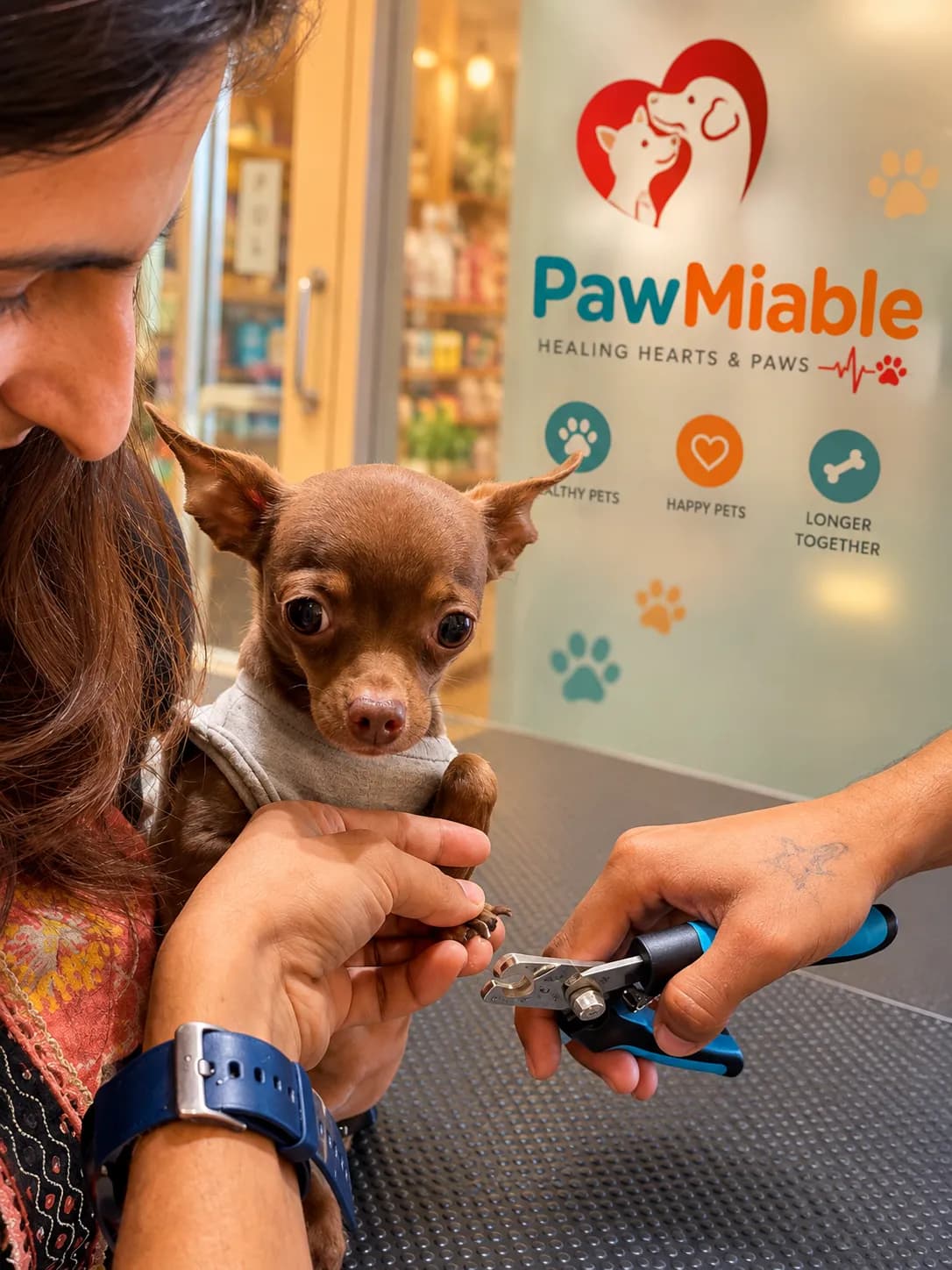 Nail trimming for dogs at Pawmiable, Gurgaon
